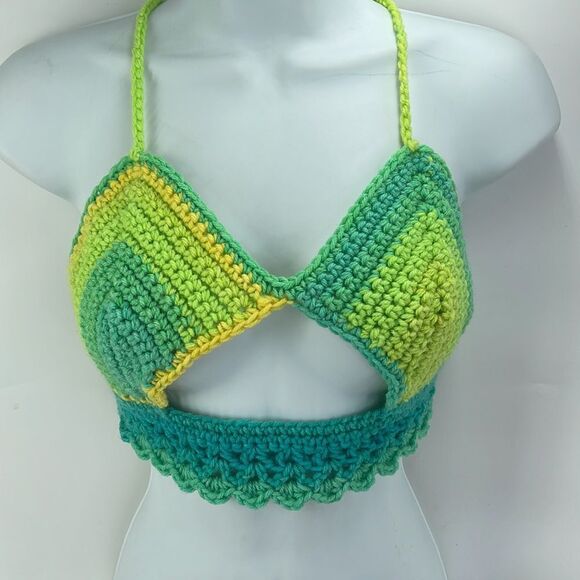 Handmade Peek-a-boo Napper brand crop top halter adjustable size small - Picture 7 of 11